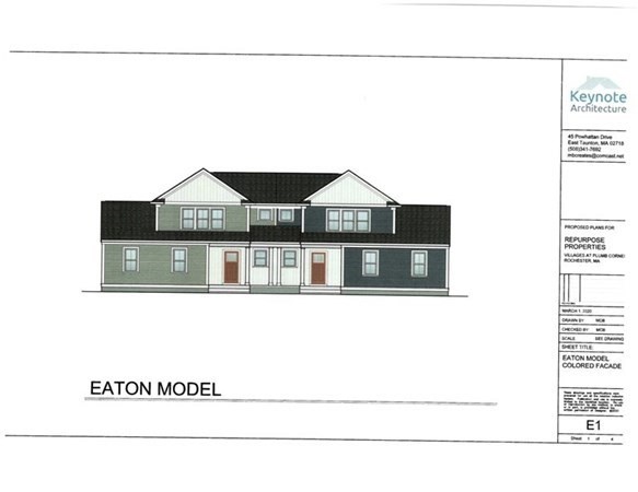 Introducing the Eaton, a new 1760 square-foot 2 floor design duplex home located in The Village at Plumb Corner. EMBRACE Rochester’s newest Active Adult community in Historic, downtown Rochester.Enjoy the large Clubhouse with fitness room, business center and large hall for your gatherings. RELAX in the outdoor heated saltwater pool or just enjoy sitting under the covered porch with friends.Every home has a 2-car attached garage, 12x10 composite deck, full basement, and lush landscaping.  The Master bedroom with en-suite with double vanity, 2 closets and laundry for convenience. Open floor plan with a vaulted Living room ceiling for a spacious feel.The Kitchen boast granite counters,recessed lighting, stainless steel appliances and soft close cabinets. You will enjoy your privacy as each duplex is spaciously separated throughout the development. EXPLORE the Rounseville II Preserve looping nature trail for morning strolls or evening walks conveniently located directly behind the Village